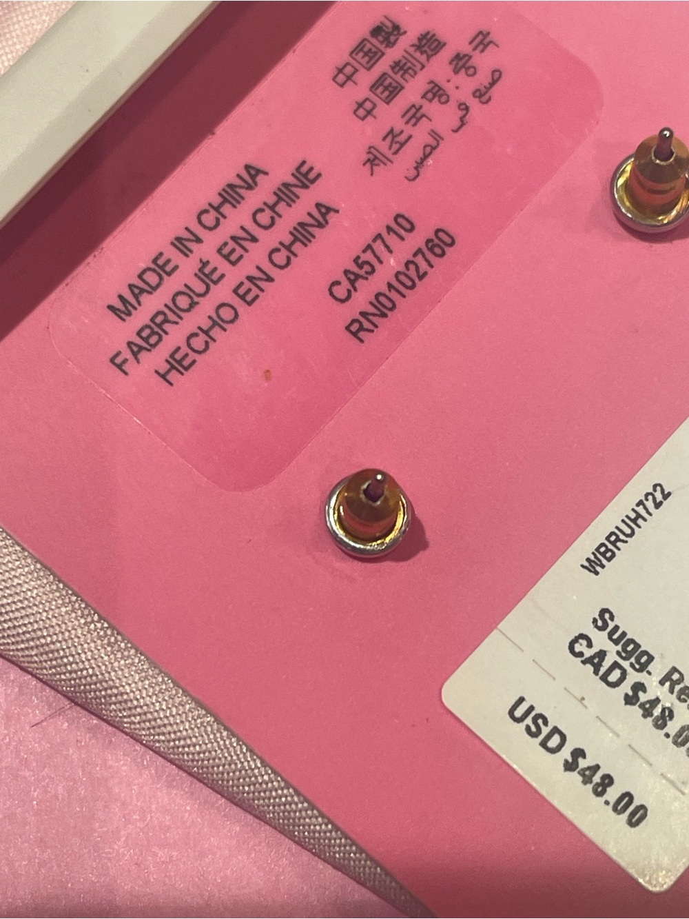 NWT~KATE SPADE~Pink & Gold Heart Stud Earrings - Picture 4 of 4